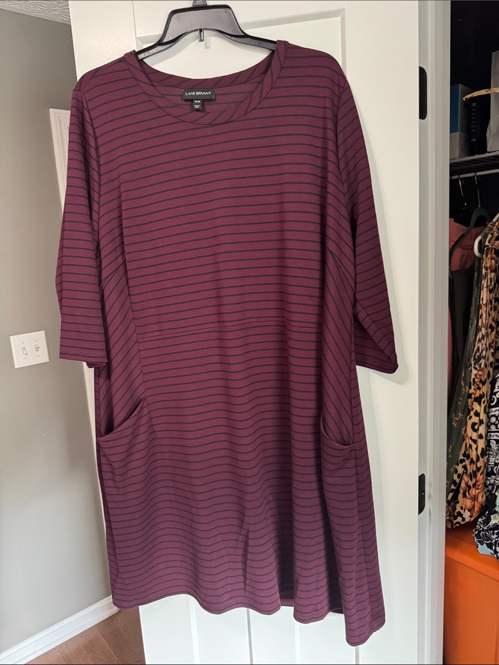 Lane Bryant Plum Striped Midi Dress
